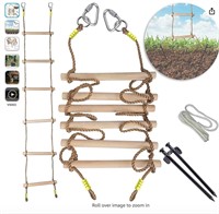 Wooden Rope Ladder for Kids with Ground anchoring