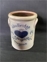 Woodbridge Virginia Blue Decorated Crock
