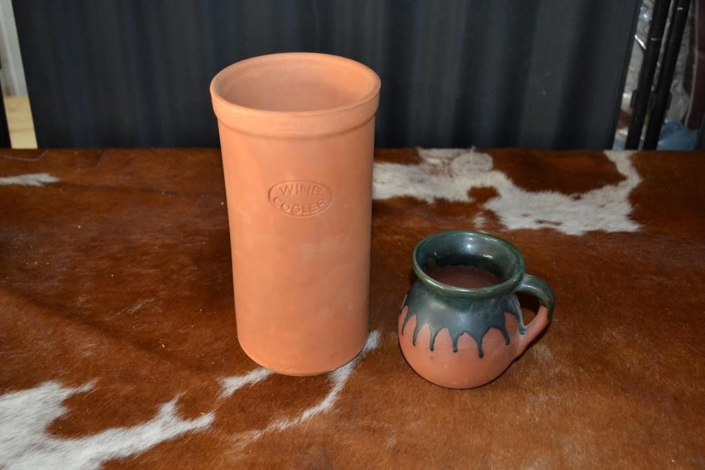 Terracotta wine cooler & terracotta pottery mug