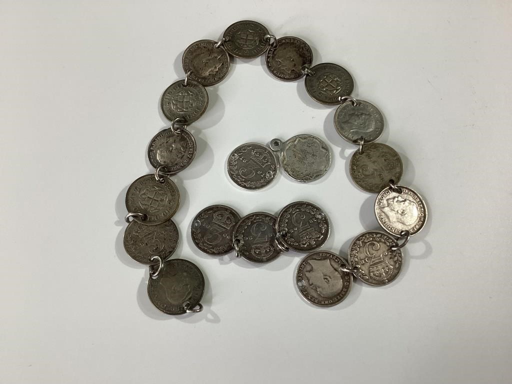 Rare Foreign Silver Coin Bracelet