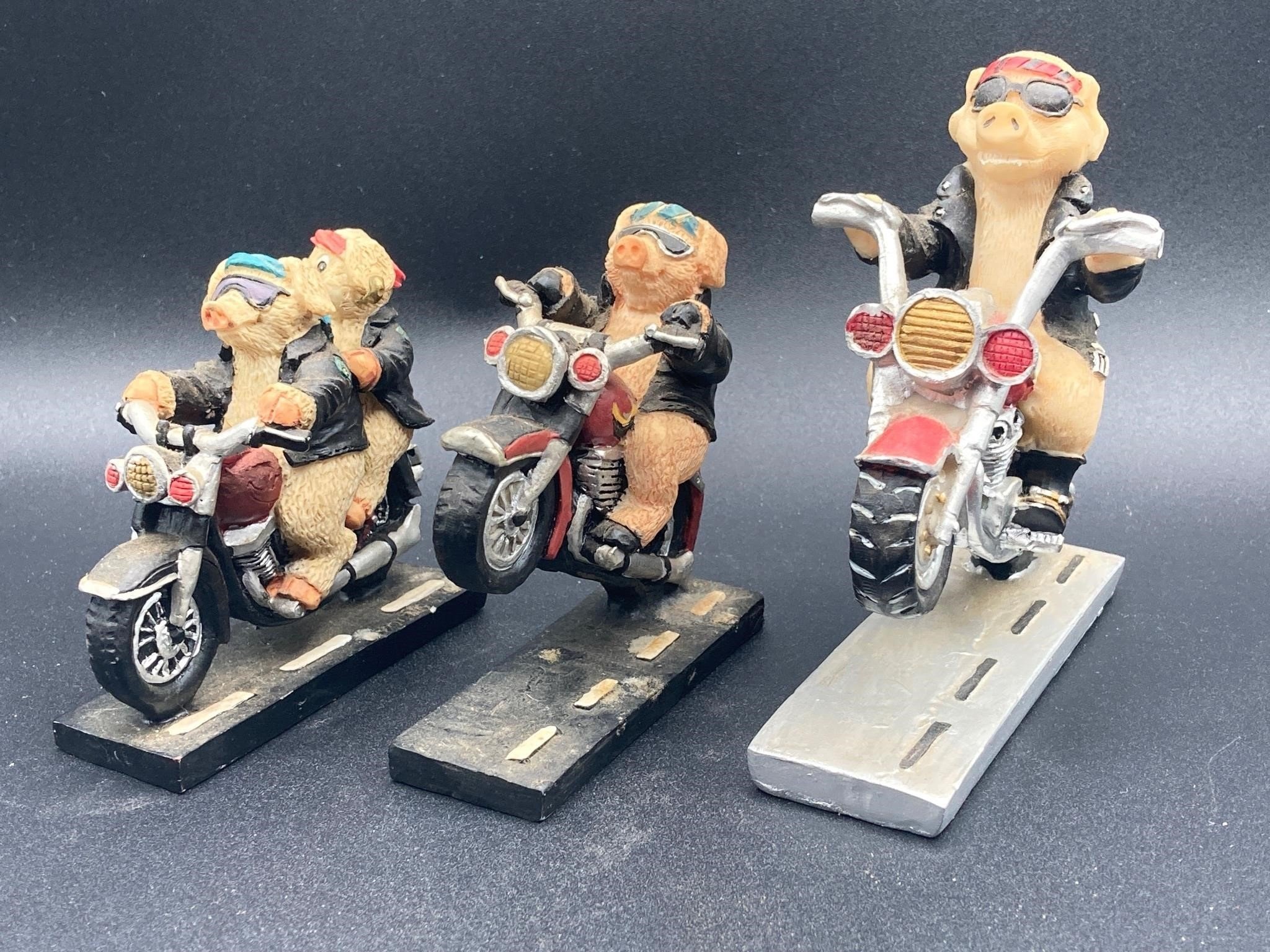 Set Of Hog Biker Resin Decor Figures