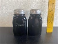 McKee Black Salt and Pepper Shakers