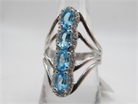 .925 Sterling Silver Blue Topaz Fashion Ring