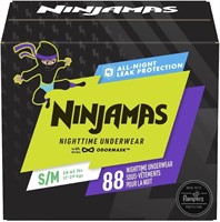 Ninjamas Nighttime Underwear Boy S/m 88 Count