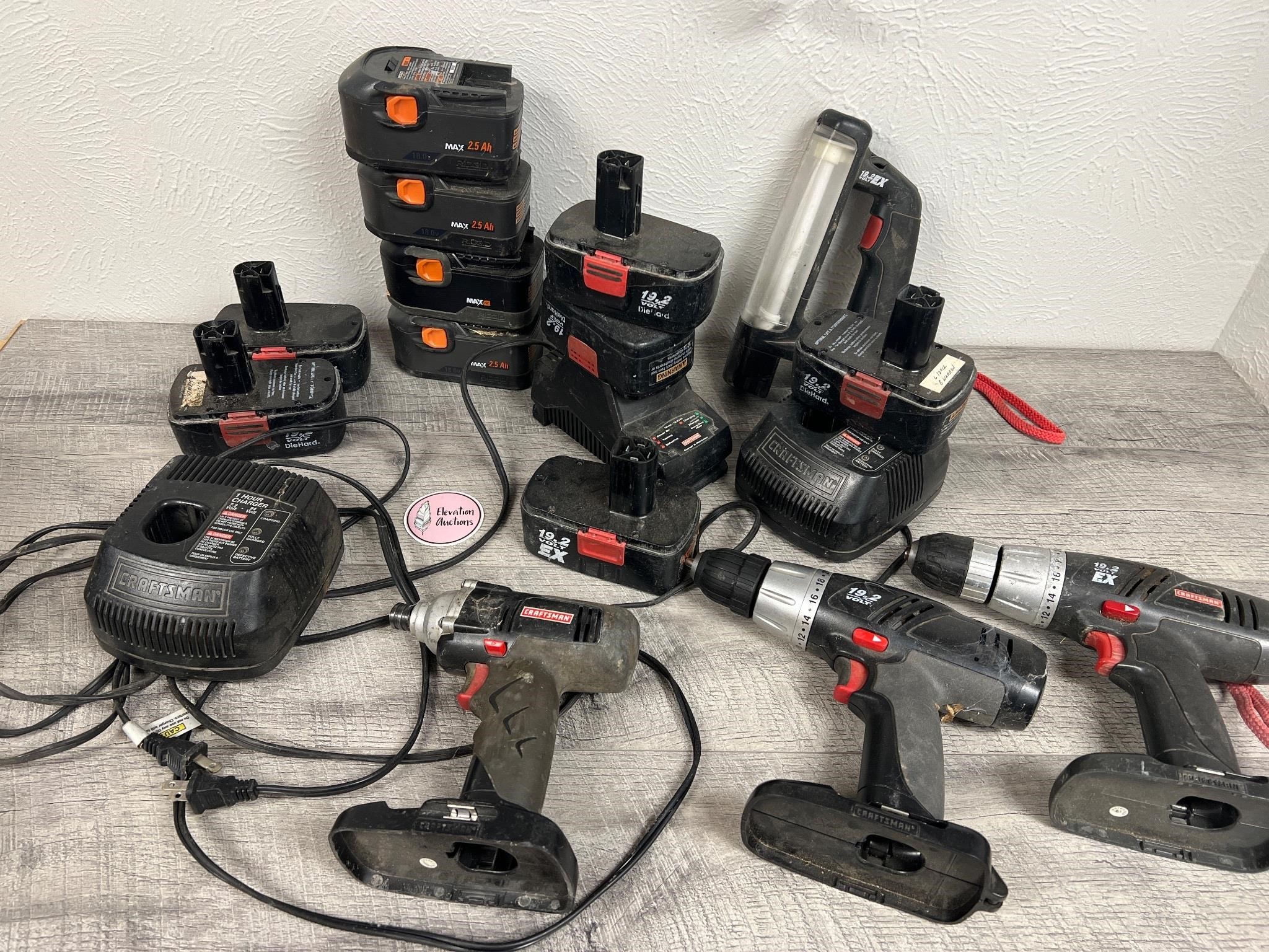 Bundle of used power tools and batteries