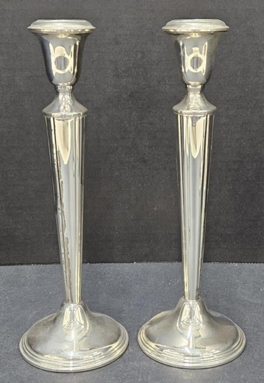 (E) C Moore Weighted Sterling Silver Candlesticks