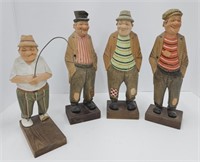 (E) Trygg Wood Carved Statues Signed 11.5" Tall.