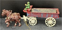 (E) Cast Iron Horse and Wagon Delivery Sculpture.