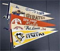 (E) MLB and NHL Pennants 29in L. Bidding 5x the
