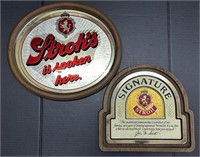 (E) Strohs Beer Hanging Signs. Largest 21.5x19in.