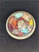 Vintage Art Glass Paperweight w/ Stones