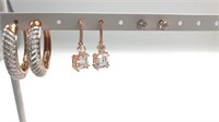 Swarovski elements rose gold hoops and 3 piece