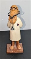 Vintage Doctor Hand Carved Wood Italy