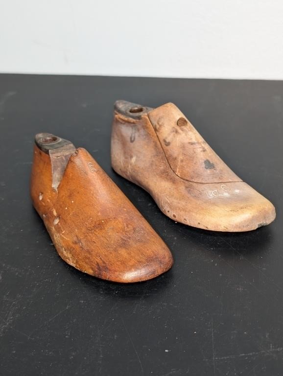 2 Pc. Vintage Child's Wooden Shoe Mold