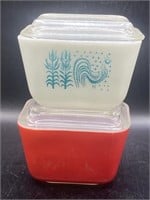 2 Small Refrigerator Storage Containers by Pyrex