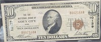 1929 $10 - Sioux City, IA The Toy National Bank
