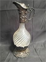 Vintage ornate silver crystal pitcher