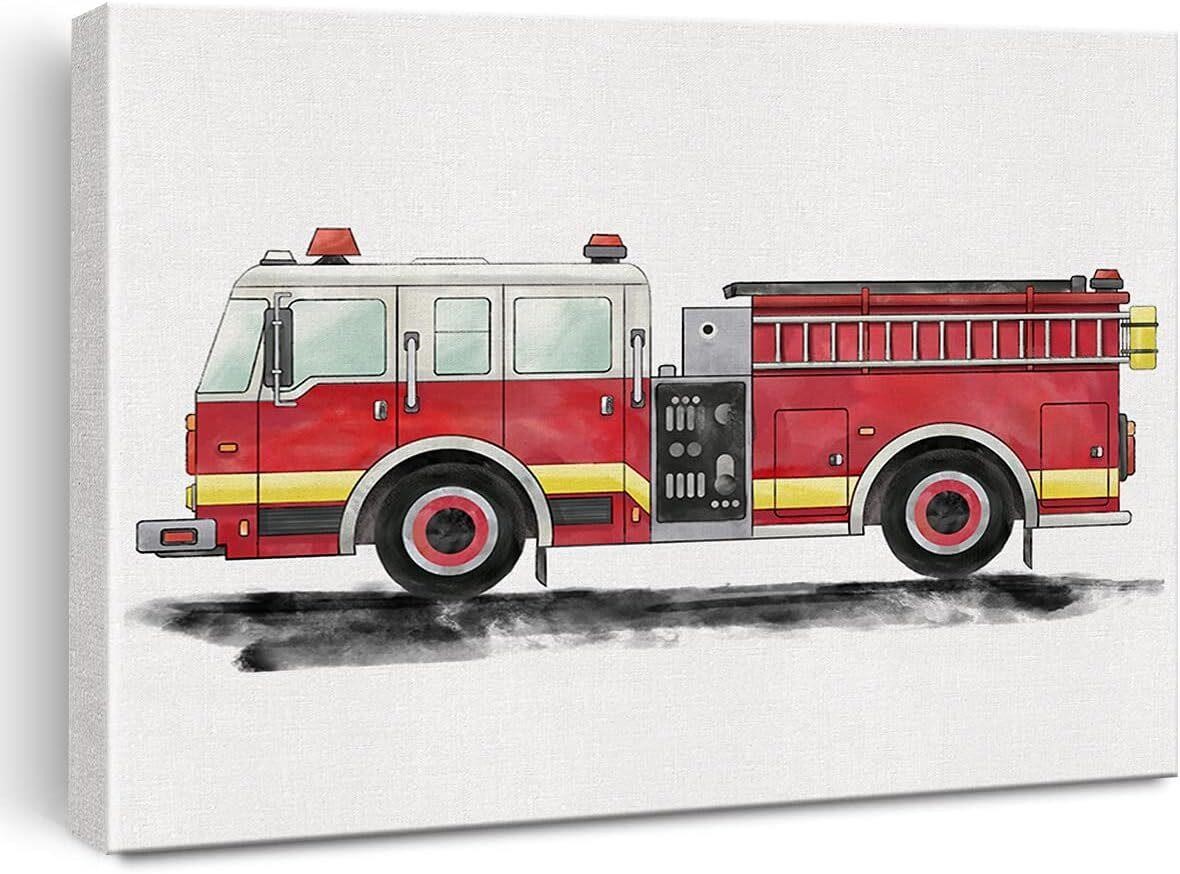 Firetruck Art  Watercolor  (12x15 Inch)