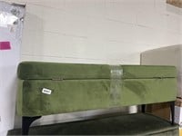Large Modern Storage Bench in Green Velvet by