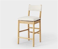 Emery Wood Barstool with Upholstered Seat and