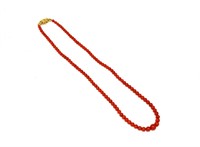 Ox Blood Coral Beads Necklace