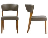 2pk Mid Century Dining Chairs Walnut/Gray Faux