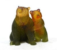Art Glass Bear Group Signed Daum France