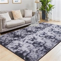 8x10 Fluffy Rugs  Indoor Carpet  Dark Grey
