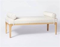 Randolph Bench with Bolster Pillows Linen by