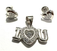 Sterling Silver Set Of 2 Love Theme Earring Charm