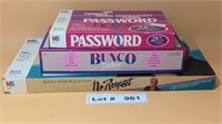 PASSWORD, BUNCO, AND NO RESPECT BOARD GAMES - RESE