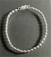 925 Sterling Silver Bead Bracelet and Earrings