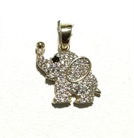Sterling Silver Elephant Crystal Charm Pendant