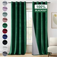 Blackout Curtains, 2 Pc Set, 52"x63", Olive Green
