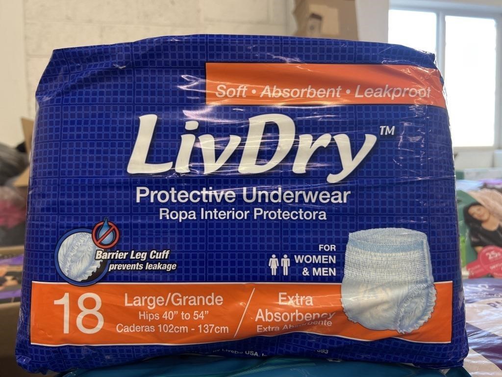Lot of (2) LivDry Unisex Protective Underwear