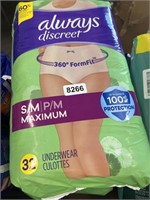 Lot of (2) Always Discreet Underwear Size S/M