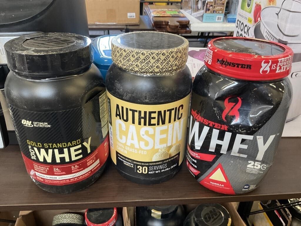 Box of Assorted Protein Powders: (3) Authentic