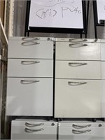 Lot of 2 (3-drawer) metal filing cabinets one has