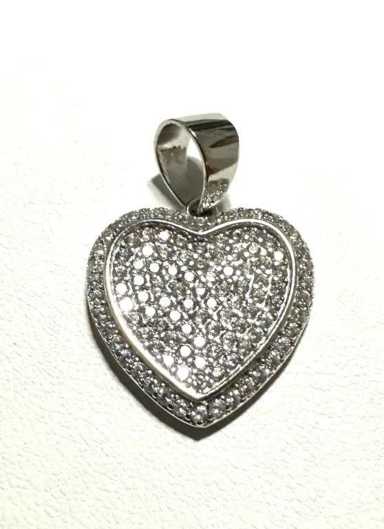 Sterling Silver Austrian Crystal Heart Pendant