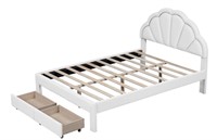 Full Size Upholstered Platform Bed with Seashell