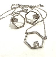 Sterling Silver Necklace Earring Set