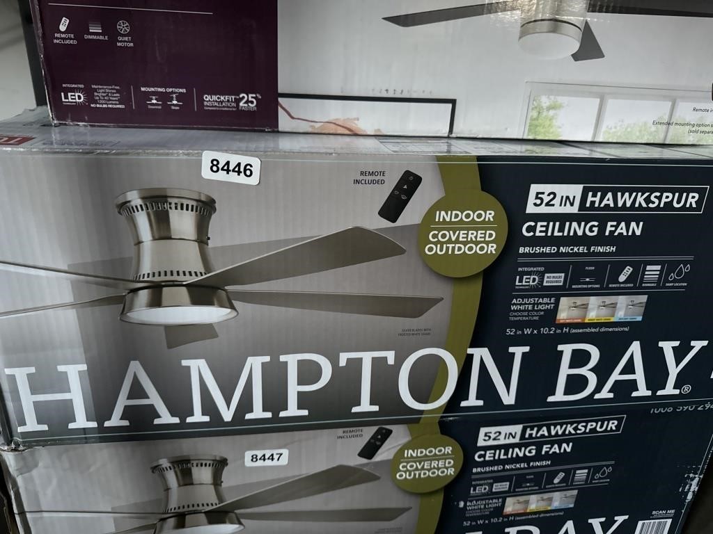 Hampton bay 52in hawkspur ceiling fan in brushed