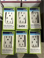 Lot of 6 Leviton residential duplex usb charger