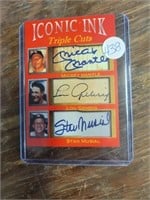 Iconic Ink Facsimilie Mantle, Gehrig, Musial Card