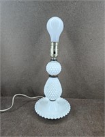 Vtg Milk Glass Hobnail Table Lamp