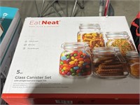 Eat Neat 5pc Glass Canister Set and Slim Trashcan