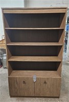 4 Tier Wooden Book Case w/ 2 Door Cabinet