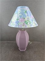 Vtg Pink Floral Morning Glory Table Lamp