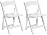 White Resin Stackable Folding Chairs - 2 Pack