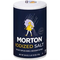 Morton Table Salt, Iodized, 26 Ounce (Pack Of 24)